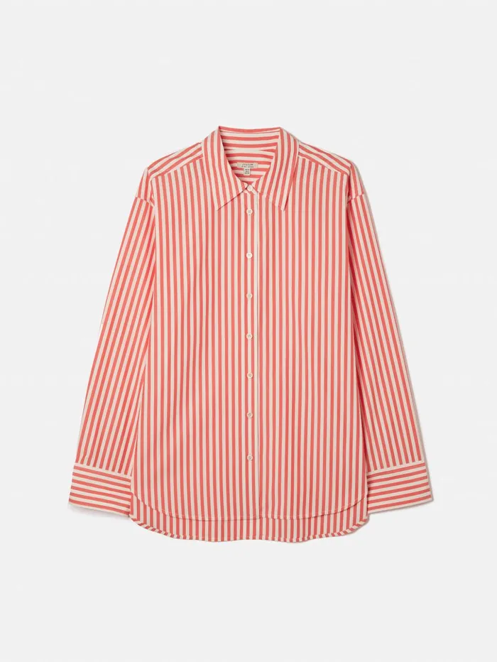 Jigsaw Cotton Poplin Stripe Shirt Coral Women Shirts and Tops