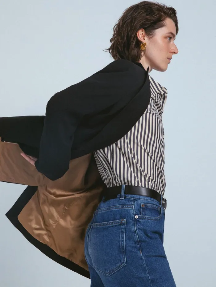 Jigsaw Cotton Poplin Stripe Shirt Cream Women Shirts and Tops