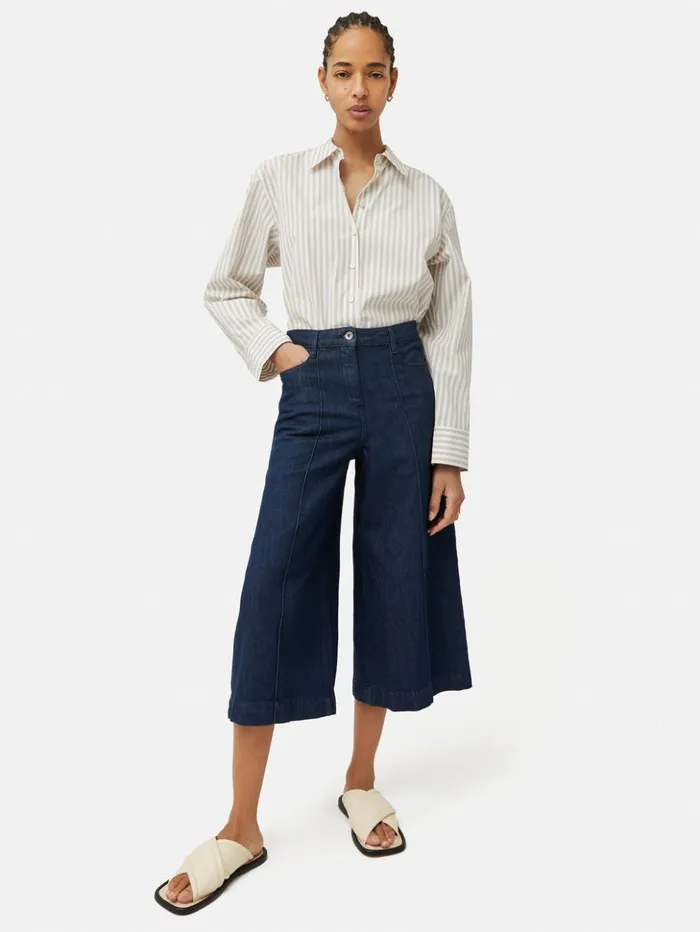 Jigsaw Cotton Poplin Stripe Shirt Taupe Women Shirts and Tops