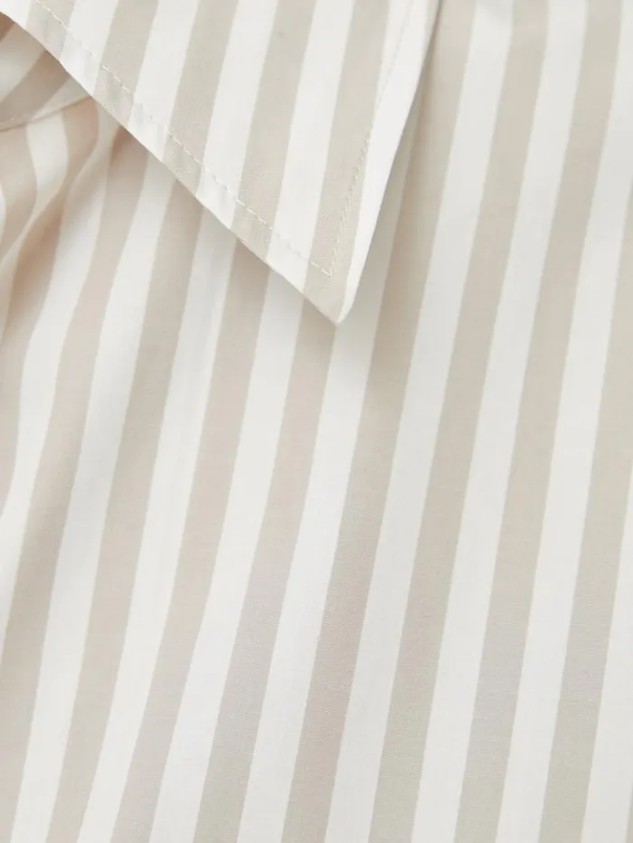 Jigsaw Cotton Poplin Stripe Shirt Taupe Women Shirts and Tops