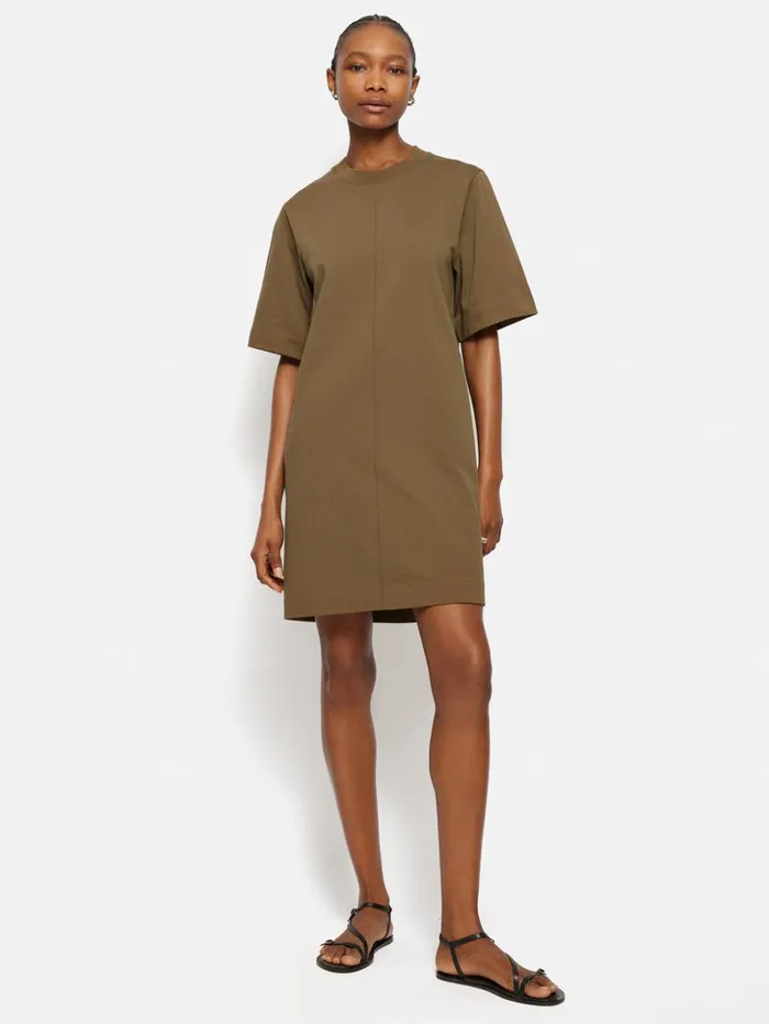 Jigsaw Cotton Riley TShirt Dress Khaki Women Dresses and Jumpsuits