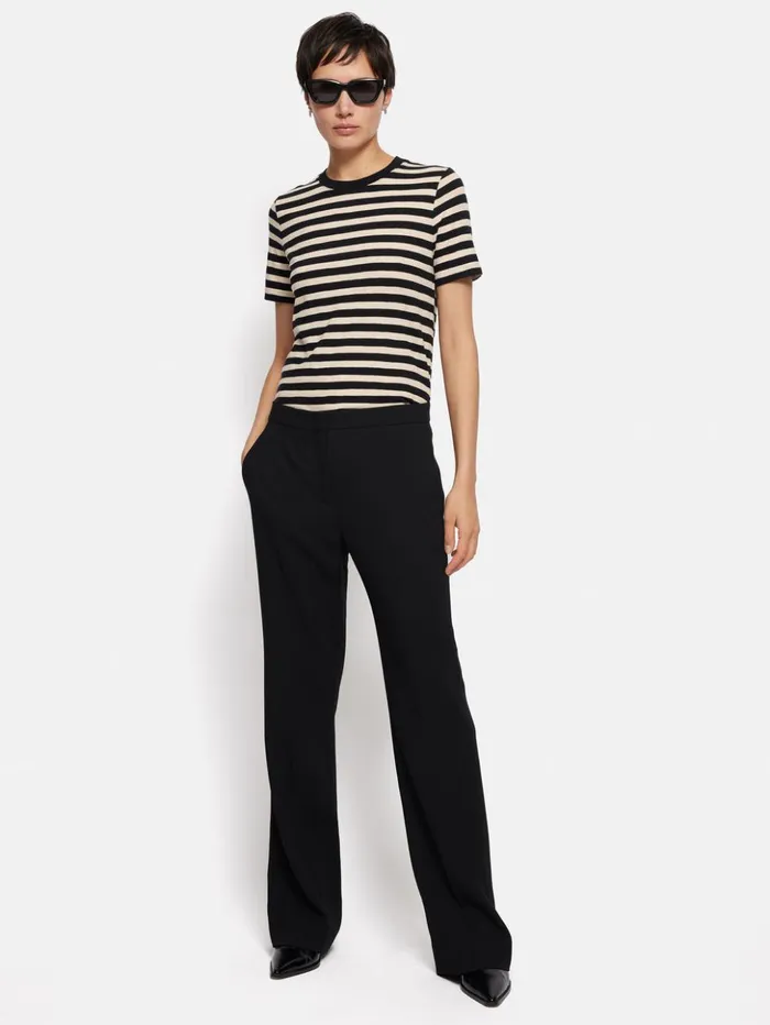 Jigsaw Cotton Slub Stripe Tee Black Women Shirts and Tops