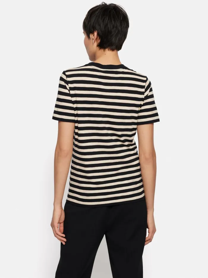 Jigsaw Cotton Slub Stripe Tee Black Women Shirts and Tops