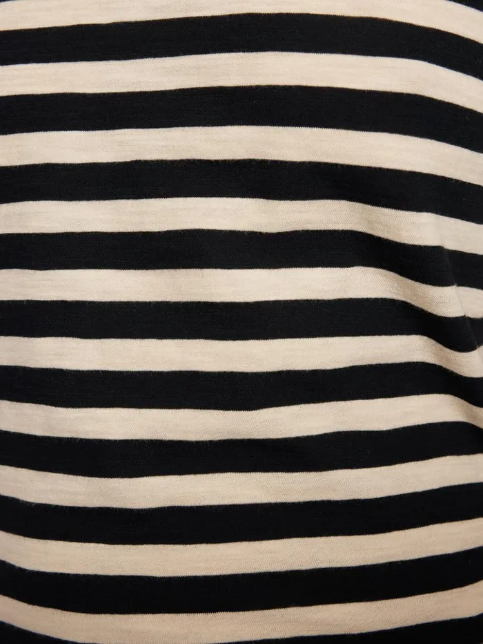 Jigsaw Cotton Slub Stripe Tee Black Women Shirts and Tops