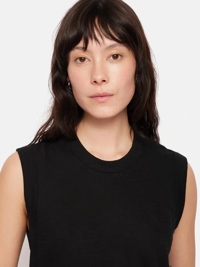 Jigsaw Cotton Slub Tank Top Black Women Shirts and Tops
