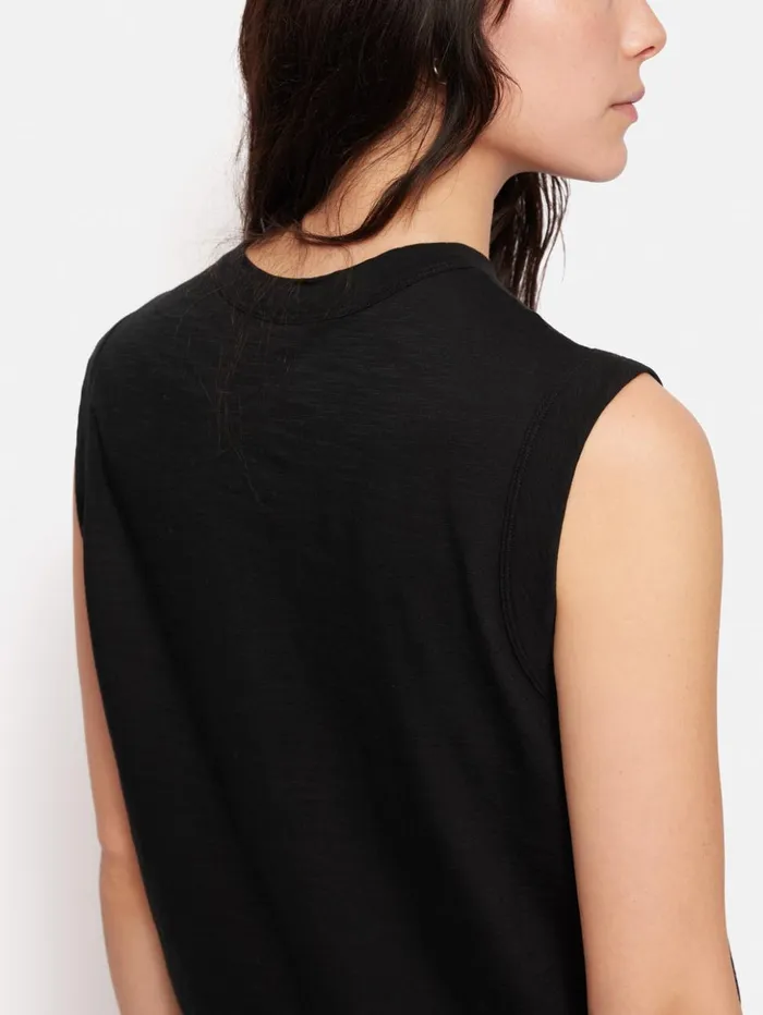 Jigsaw Cotton Slub Tank Top Black Women Shirts and Tops