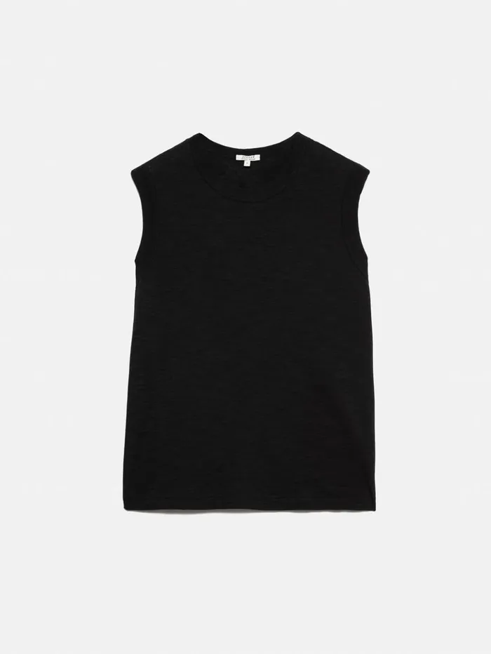 Jigsaw Cotton Slub Tank Top Black Women Shirts and Tops
