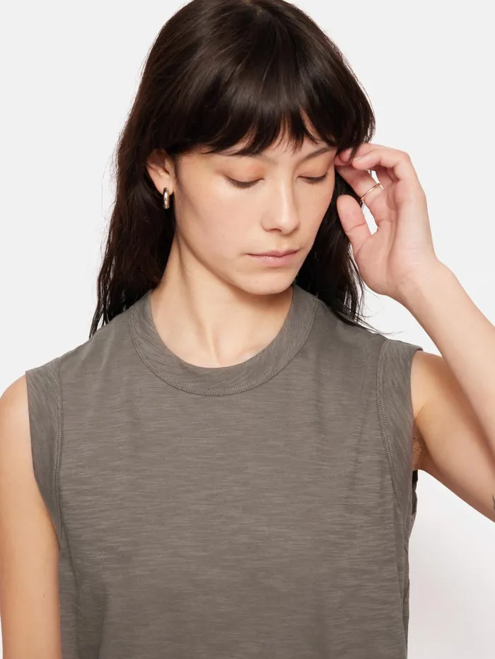 Jigsaw Cotton Slub Tank Top Brown Women Shirts and Tops