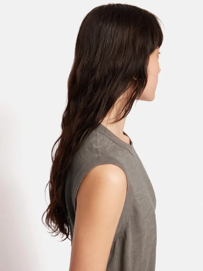 Jigsaw Cotton Slub Tank Top Brown Women Shirts and Tops