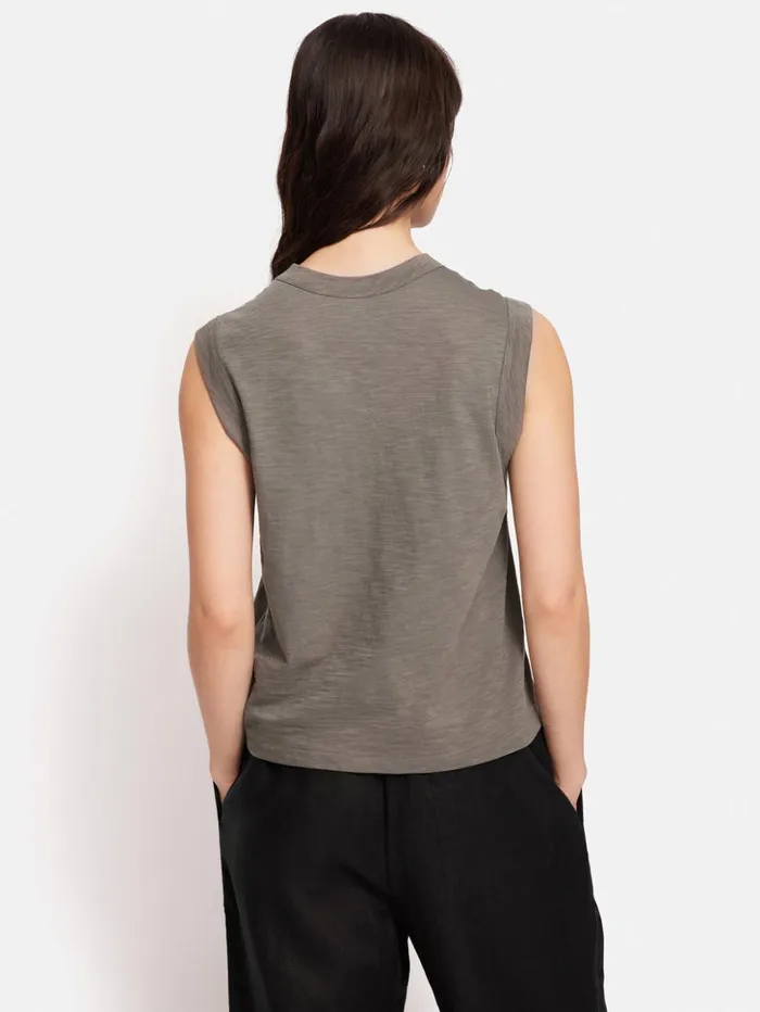 Jigsaw Cotton Slub Tank Top Brown Women Shirts and Tops