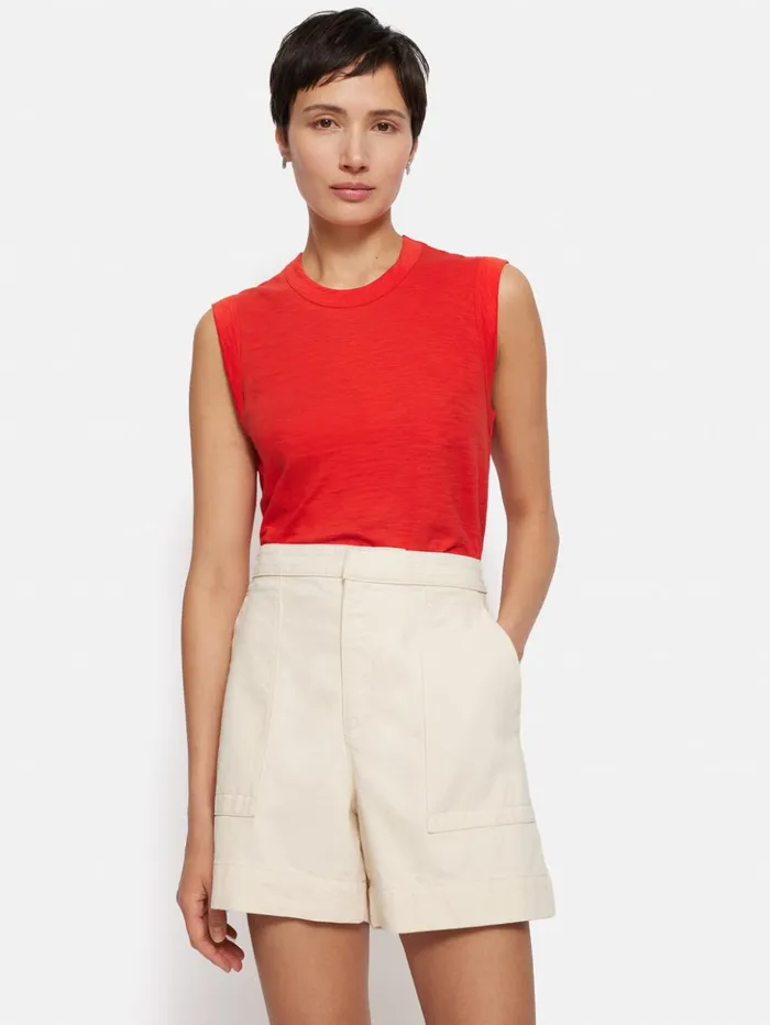 Jigsaw Cotton Slub Tank Top Red Women Shirts and Tops