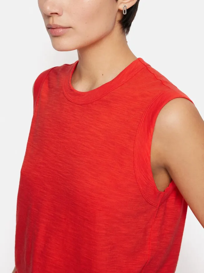 Jigsaw Cotton Slub Tank Top Red Women Shirts and Tops
