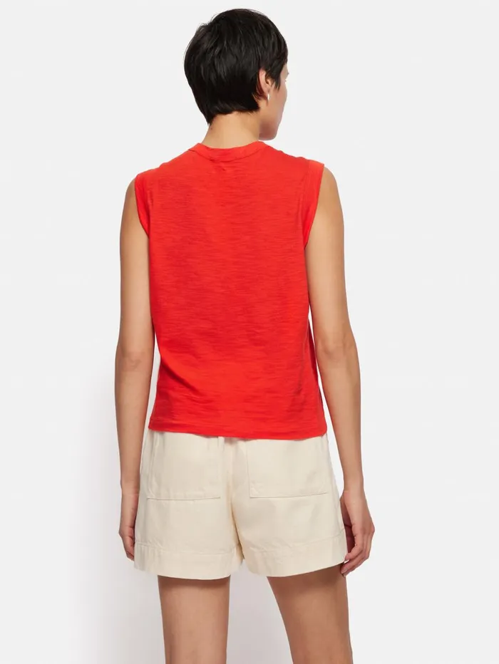 Jigsaw Cotton Slub Tank Top Red Women Shirts and Tops