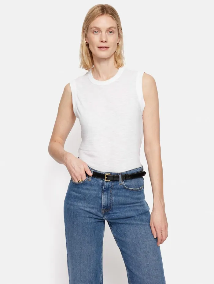 Jigsaw Cotton Slub Tank Top White Women Shirts and Tops