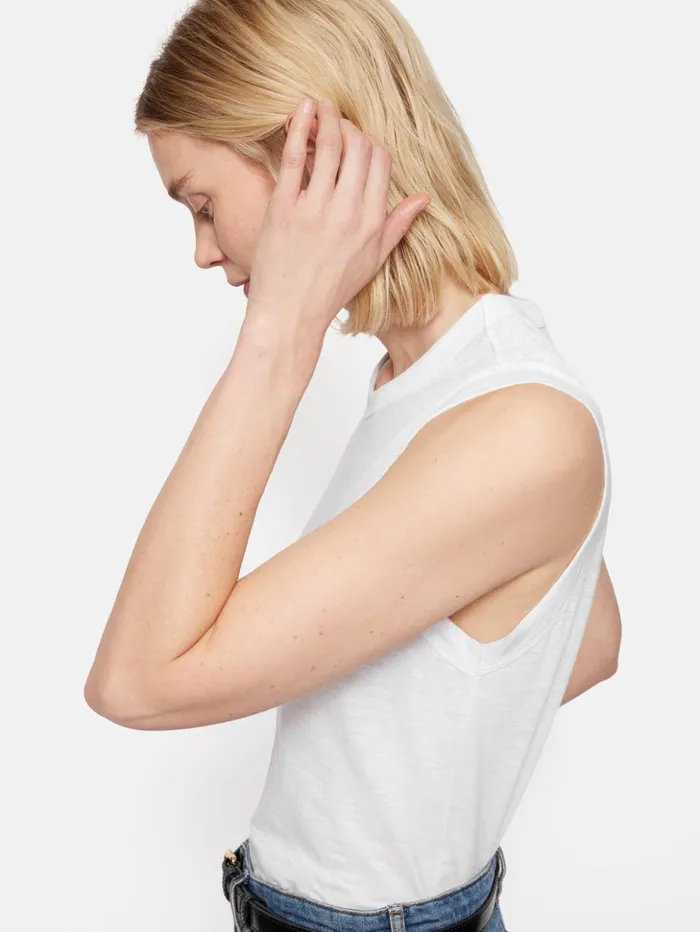 Jigsaw Cotton Slub Tank Top White Women Shirts and Tops