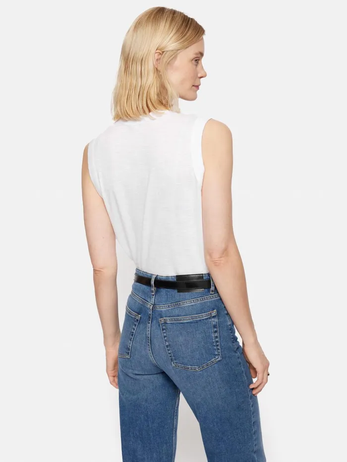 Jigsaw Cotton Slub Tank Top White Women Shirts and Tops