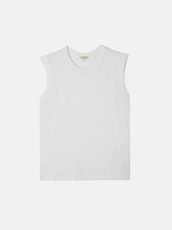 Jigsaw Cotton Slub Tank Top White Women Shirts and Tops