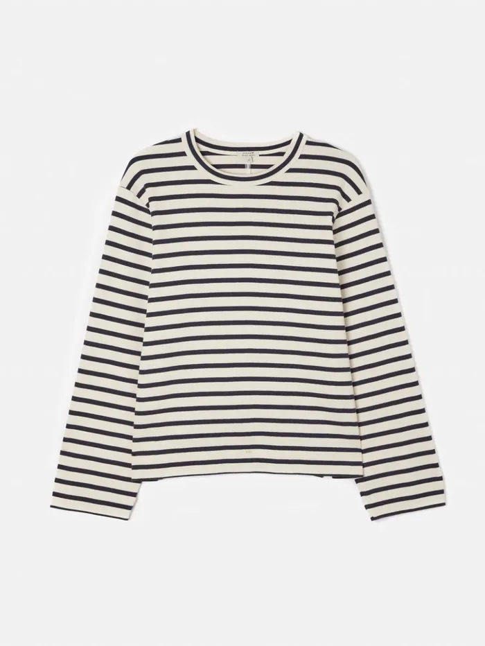 Jigsaw Cotton Stripe Sweatshirt Navy Women Knitwear and Cashmere