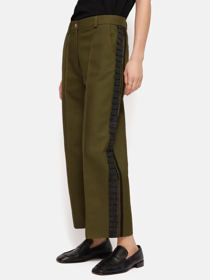 Jigsaw Cotton Trim Detail Trouser Khaki Women Trousers