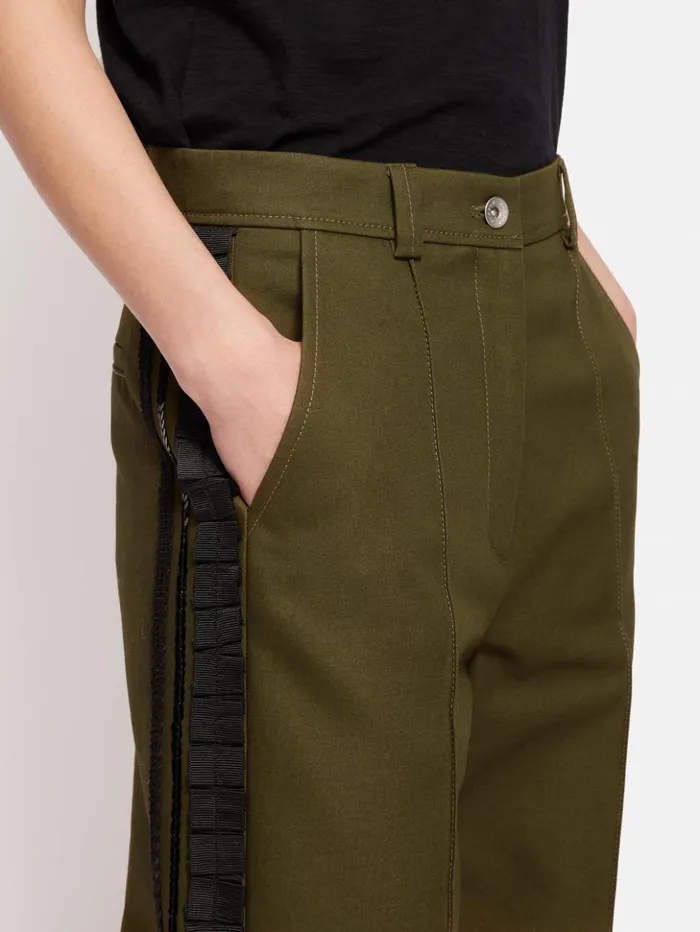 Jigsaw Cotton Trim Detail Trouser Khaki Women Trousers
