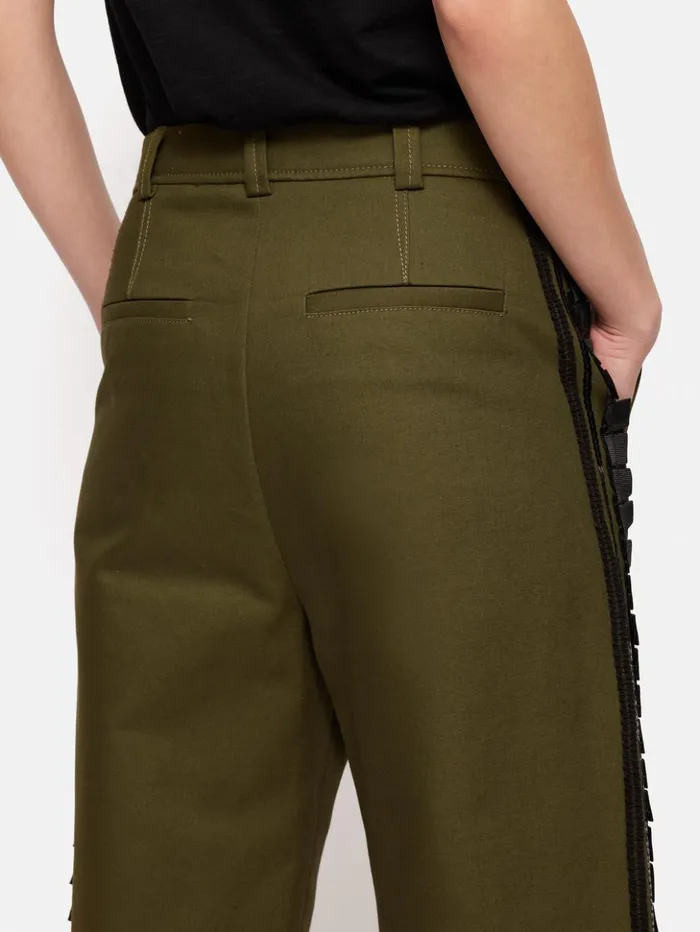 Jigsaw Cotton Trim Detail Trouser Khaki Women Trousers