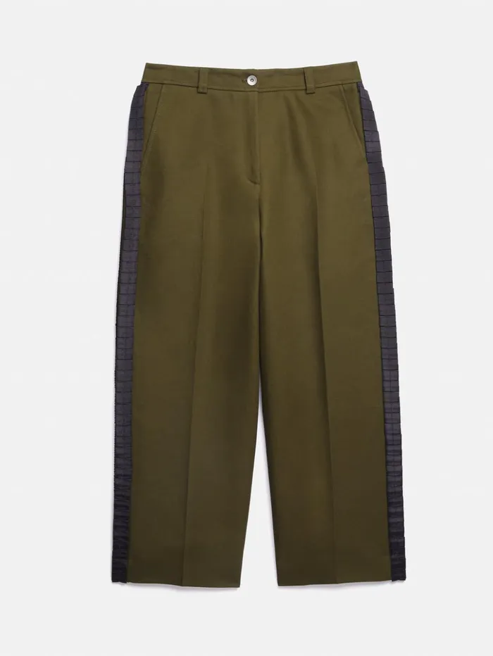 Jigsaw Cotton Trim Detail Trouser Khaki Women Trousers