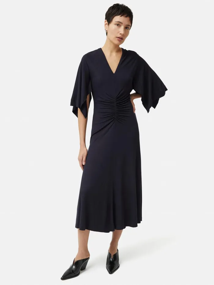 Jigsaw Crepe Handkerchief Dress Navy Women Dresses and Jumpsuits