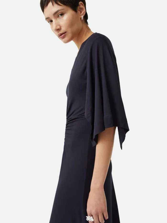 Jigsaw Crepe Handkerchief Dress Navy Women Dresses and Jumpsuits