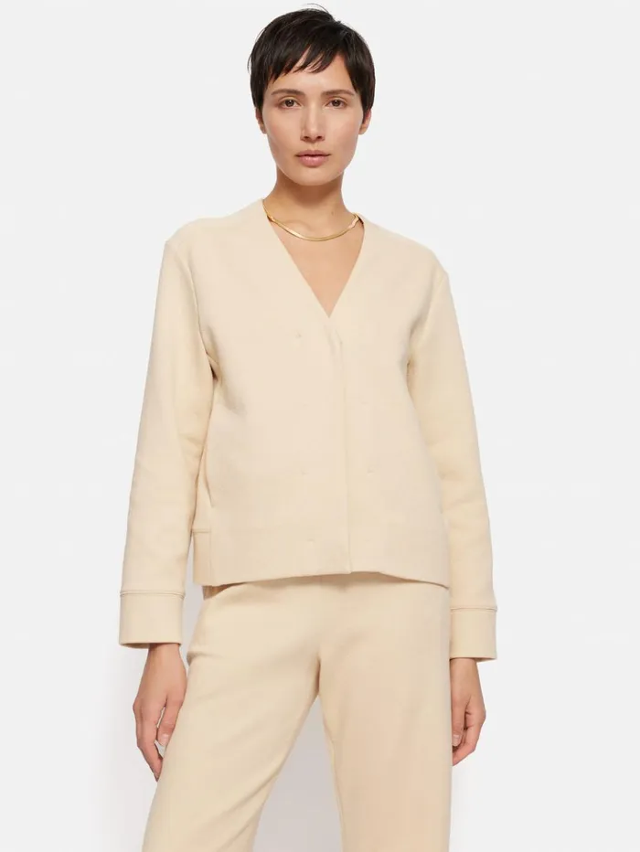 Jigsaw Crepe Ponte Jersey Jacket Cream Women Coats and Jackets