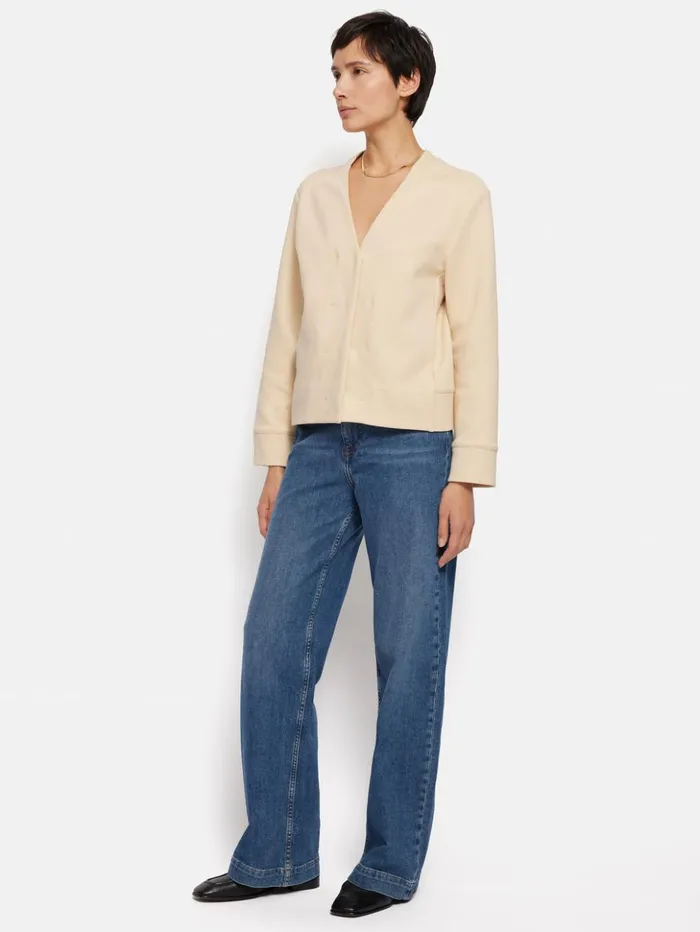Jigsaw Crepe Ponte Jersey Jacket Cream Women Coats and Jackets