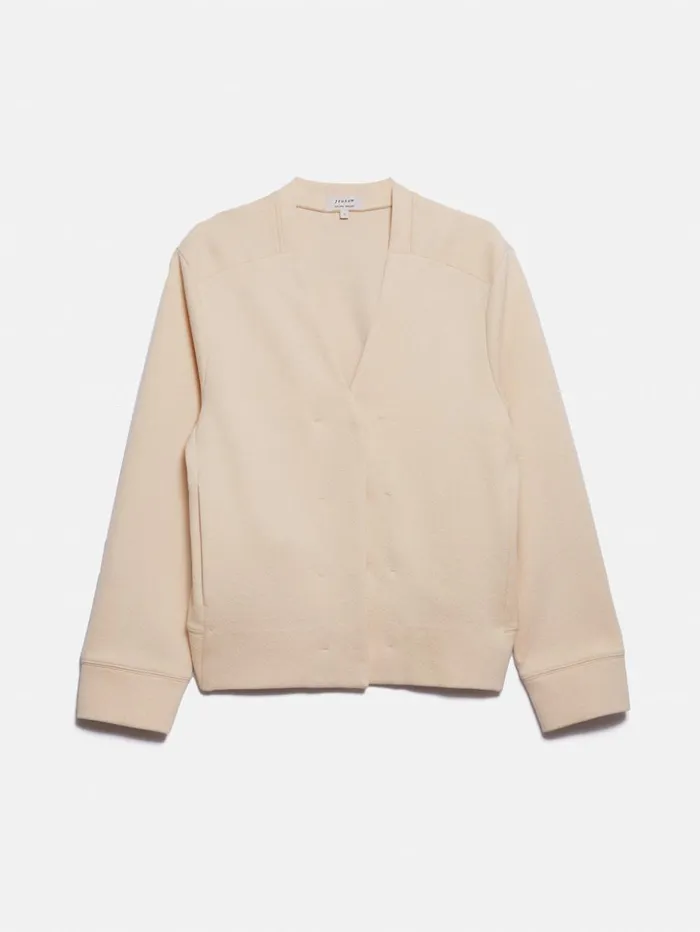 Jigsaw Crepe Ponte Jersey Jacket Cream Women Coats and Jackets