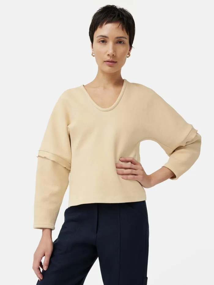 Jigsaw Crepe Ponte Scoop Top Cream Women Shirts and Tops
