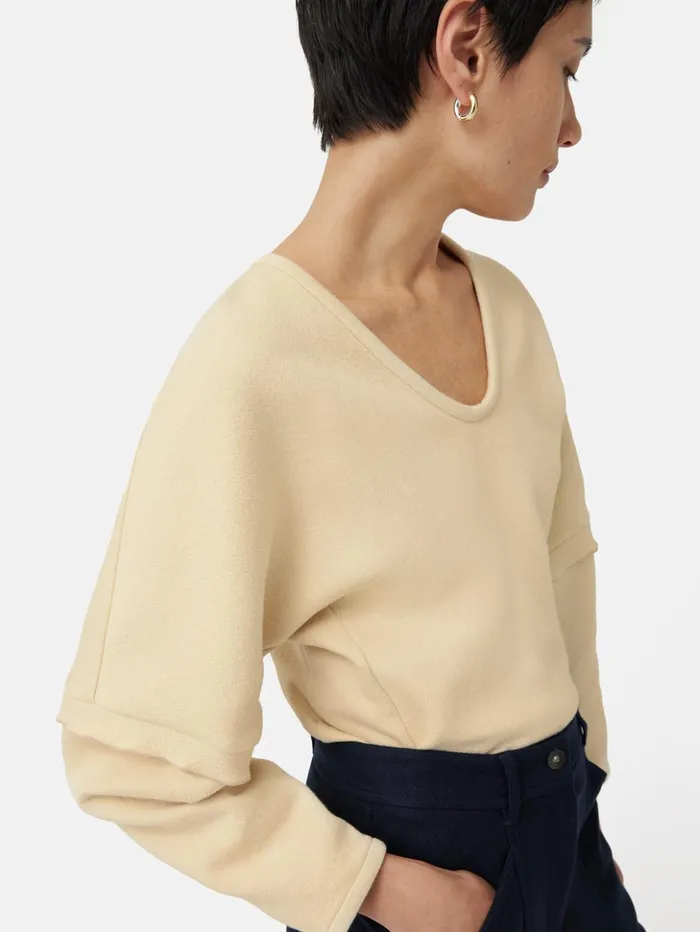 Jigsaw Crepe Ponte Scoop Top Cream Women Shirts and Tops