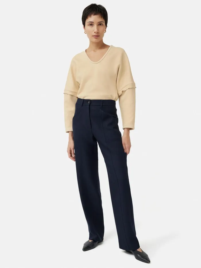 Jigsaw Crepe Ponte Scoop Top Cream Women Shirts and Tops