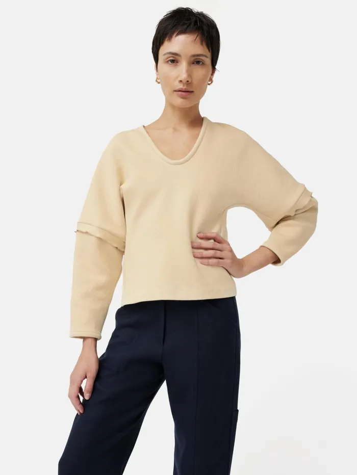 Jigsaw Crepe Ponte Scoop Top Cream Women Shirts and Tops