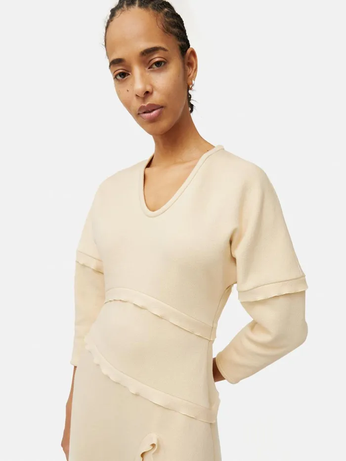 Jigsaw Crepe Scoop Neck Dress Cream Women Dresses and Jumpsuits