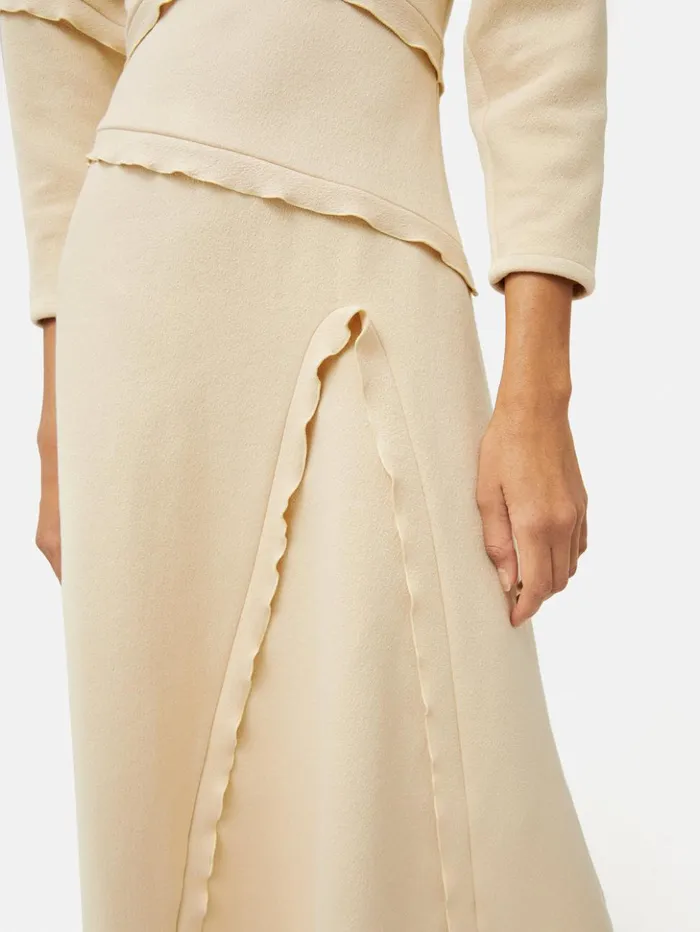 Jigsaw Crepe Scoop Neck Dress Cream Women Dresses and Jumpsuits