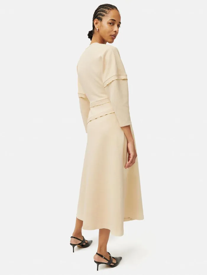 Jigsaw Crepe Scoop Neck Dress Cream Women Dresses and Jumpsuits