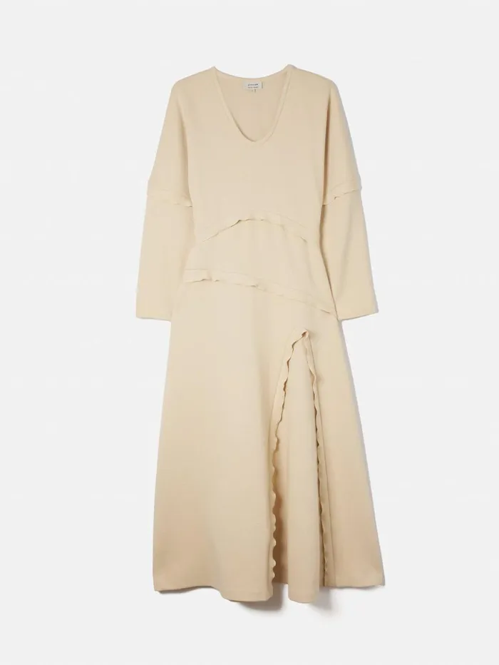 Jigsaw Crepe Scoop Neck Dress Cream Women Dresses and Jumpsuits