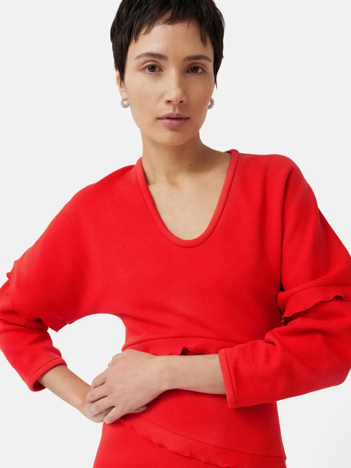 Jigsaw Crepe Scoop Neck Dress Red Women Dresses and Jumpsuits