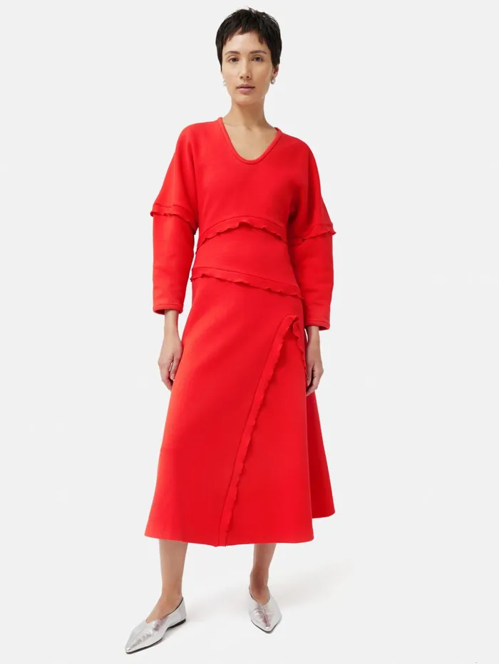 Jigsaw Crepe Scoop Neck Dress Red Women Dresses and Jumpsuits