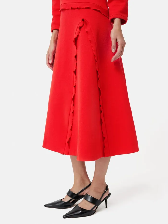 Jigsaw Crepe Scoop Neck Dress Red Women Dresses and Jumpsuits