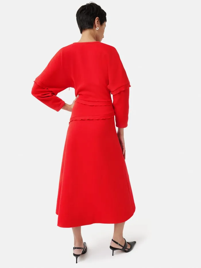 Jigsaw Crepe Scoop Neck Dress Red Women Dresses and Jumpsuits