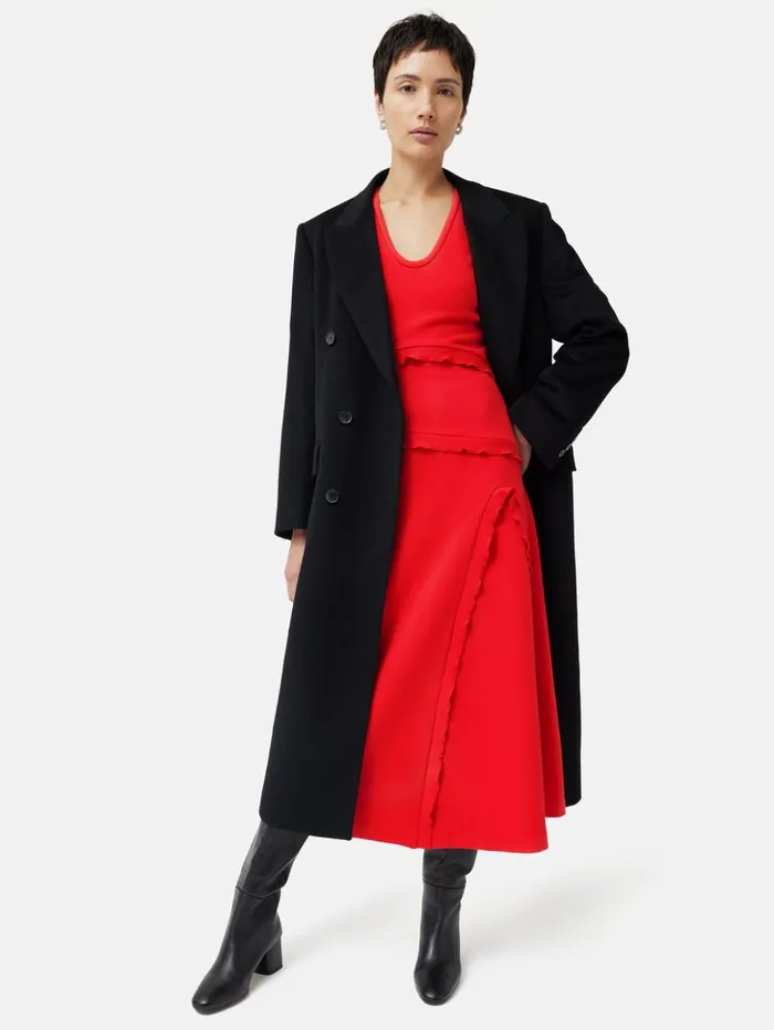 Jigsaw Crepe Scoop Neck Dress Red Women Dresses and Jumpsuits