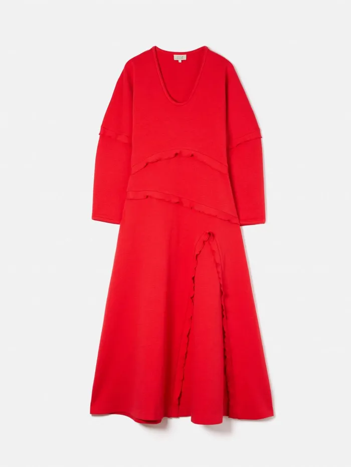Jigsaw Crepe Scoop Neck Dress Red Women Dresses and Jumpsuits