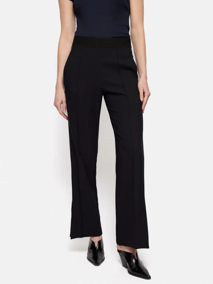 Jigsaw Crepe Split Hem Jogger Black Women Trousers
