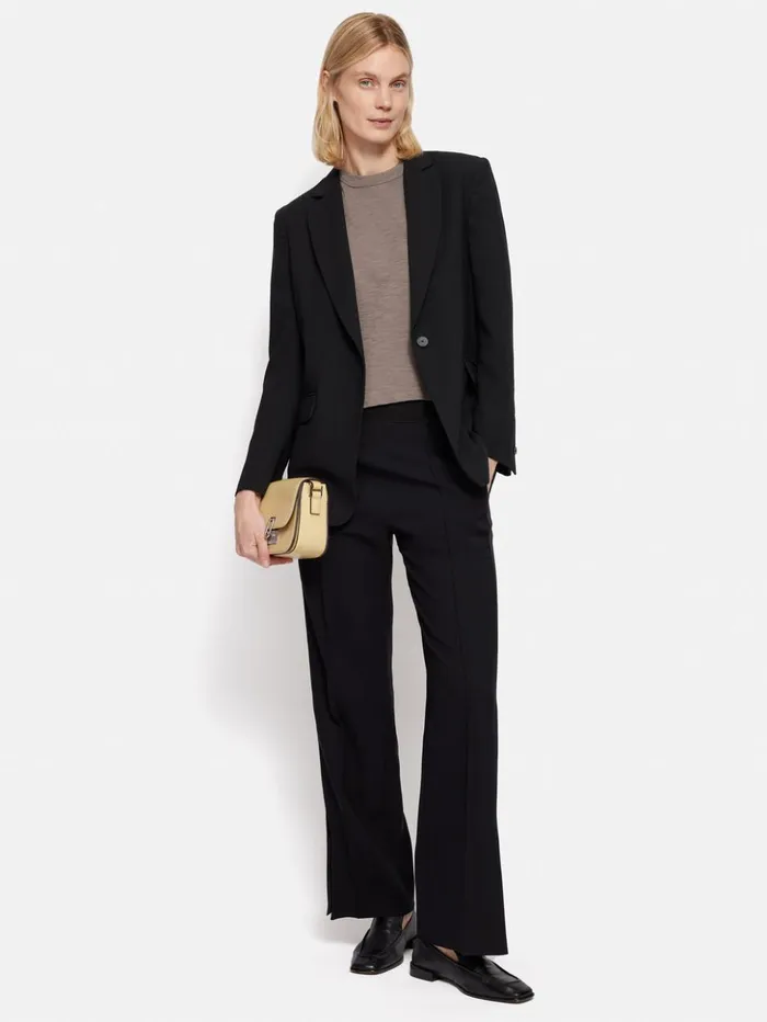 Jigsaw Crepe Split Hem Jogger Black Women Trousers