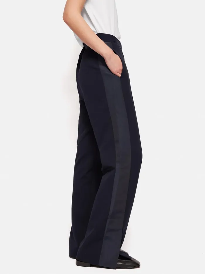 Jigsaw Crepe Split Hem Jogger Navy Women Trousers