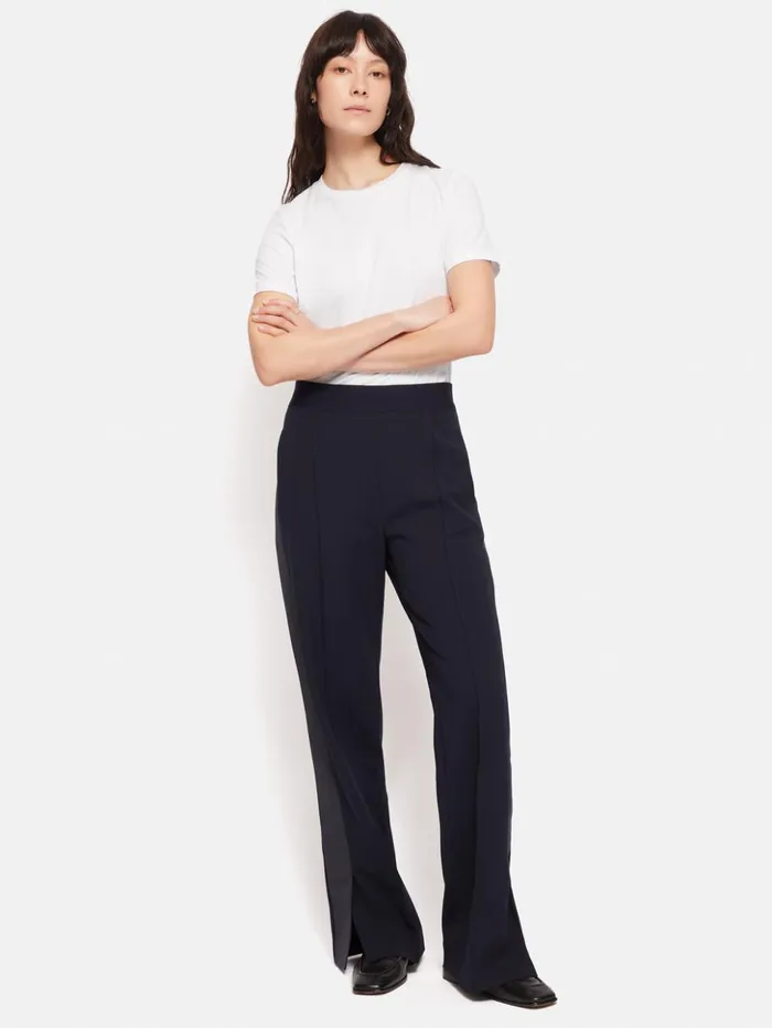 Jigsaw Crepe Split Hem Jogger Navy Women Trousers