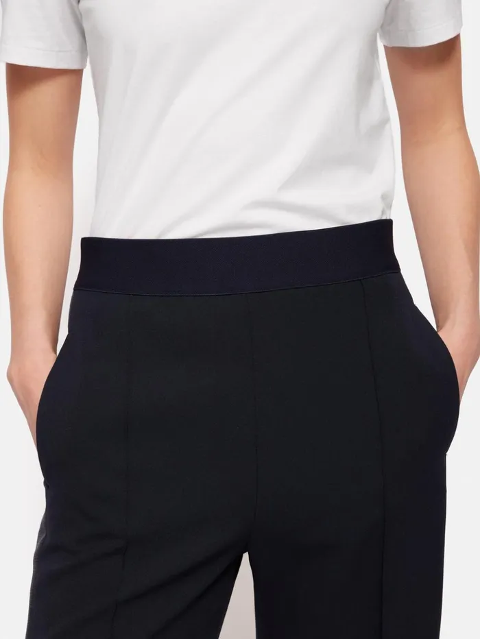 Jigsaw Crepe Split Hem Jogger Navy Women Trousers